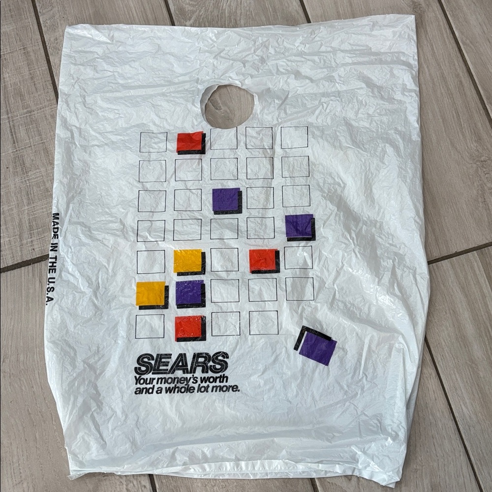 Rare Vintage 1980’s Retro Sears Store Plastic Shopping Bag Movie Play Photo Prop